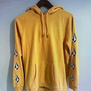 Volcom Mustard Hoodie with Sleeve Graphics